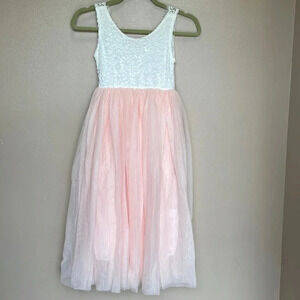 2Bunnies Girl Peony Lace Back A-Line Straight Tutu Tulle Party Flower Girl Dress